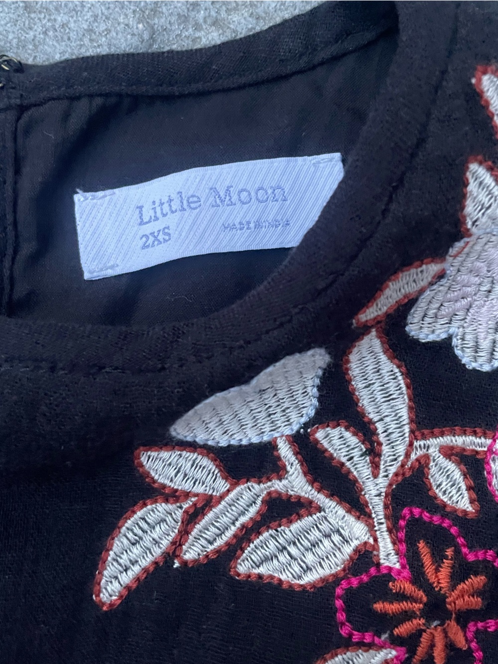 Aritzia Embroidered Cotton Maxi Dress 2XS Boho  Black Floral Organic Cotton - Picture 5 of 10